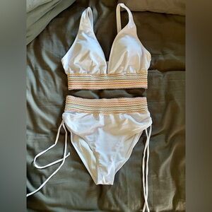 Source Unknown White and Colorful Bikini Set
